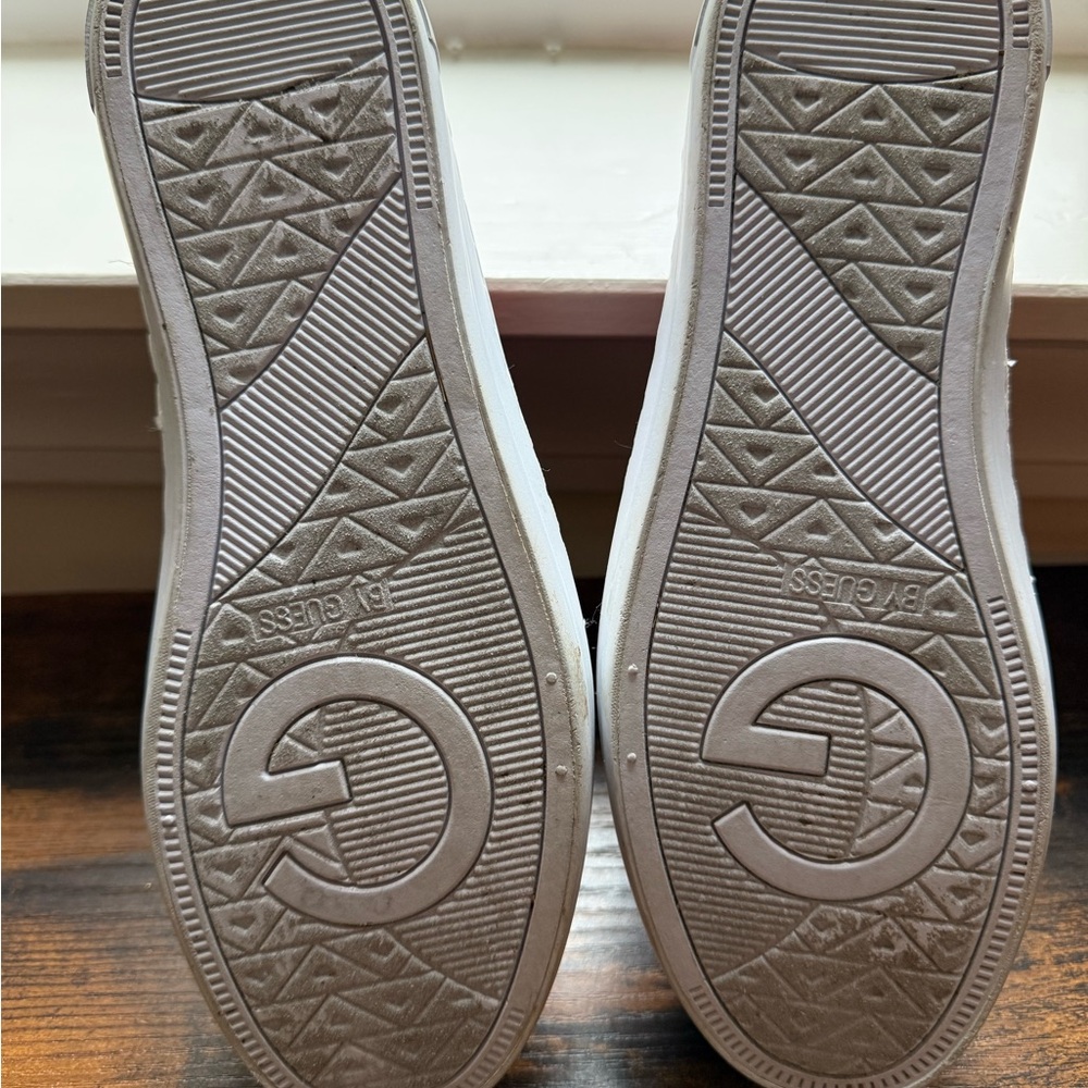 GUESS Red Quilted Sneakers with Gold Logo Plate. Twice worn. - Picture 4 of 5